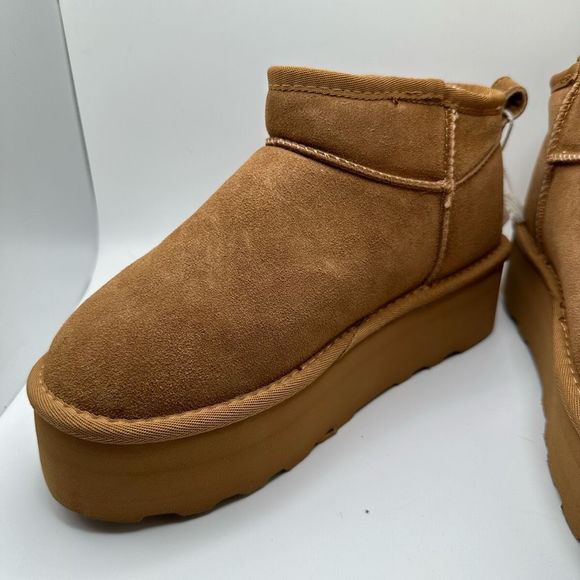 CUSHIONAIRE Women's Genuine Suede pull platform boot +Memory Foam 8 CHESTNUT - Picture 7 of 7